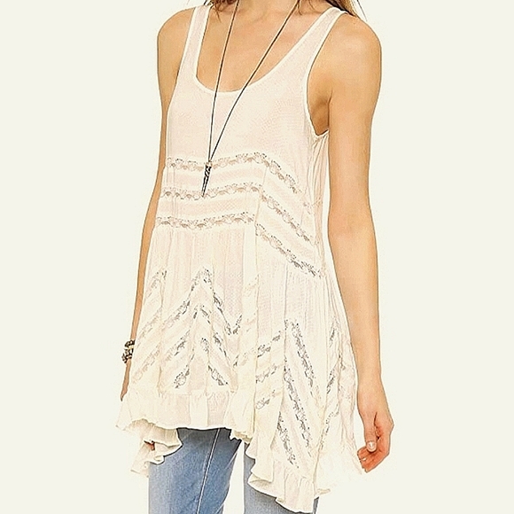 Free People Viole and Lace Trapeze Ivory Beige Slip Dress, XS - Picture 3 of 7